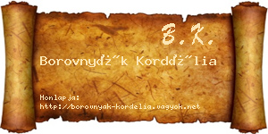 Borovnyák Kordélia névjegykártya